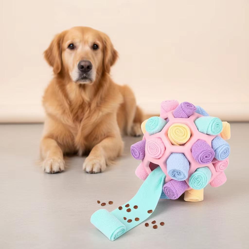 Durable Modern Cute Plush Dog Snuffle Ball Shaker Interactive Chew Toy Encourages Natural Foraging Skills
