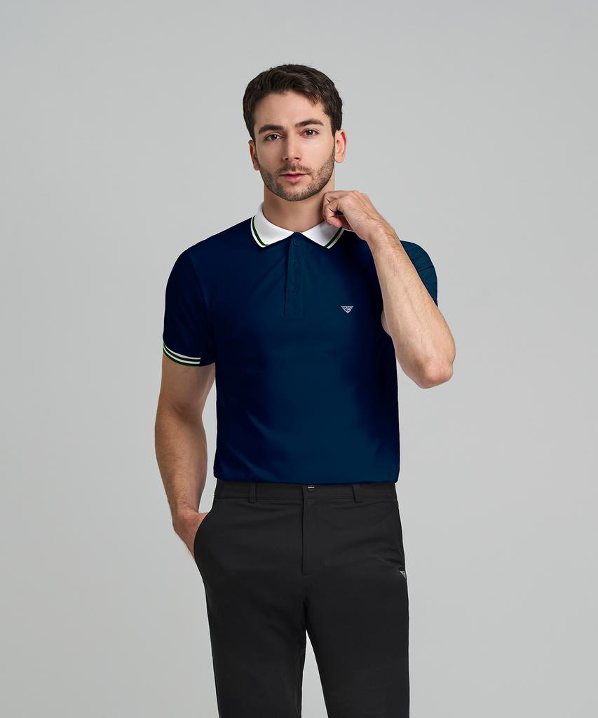 DOWNBLOW Men'S Mono Line Color Block Collared Short Sleeve T-Shirt Dbt 1862M