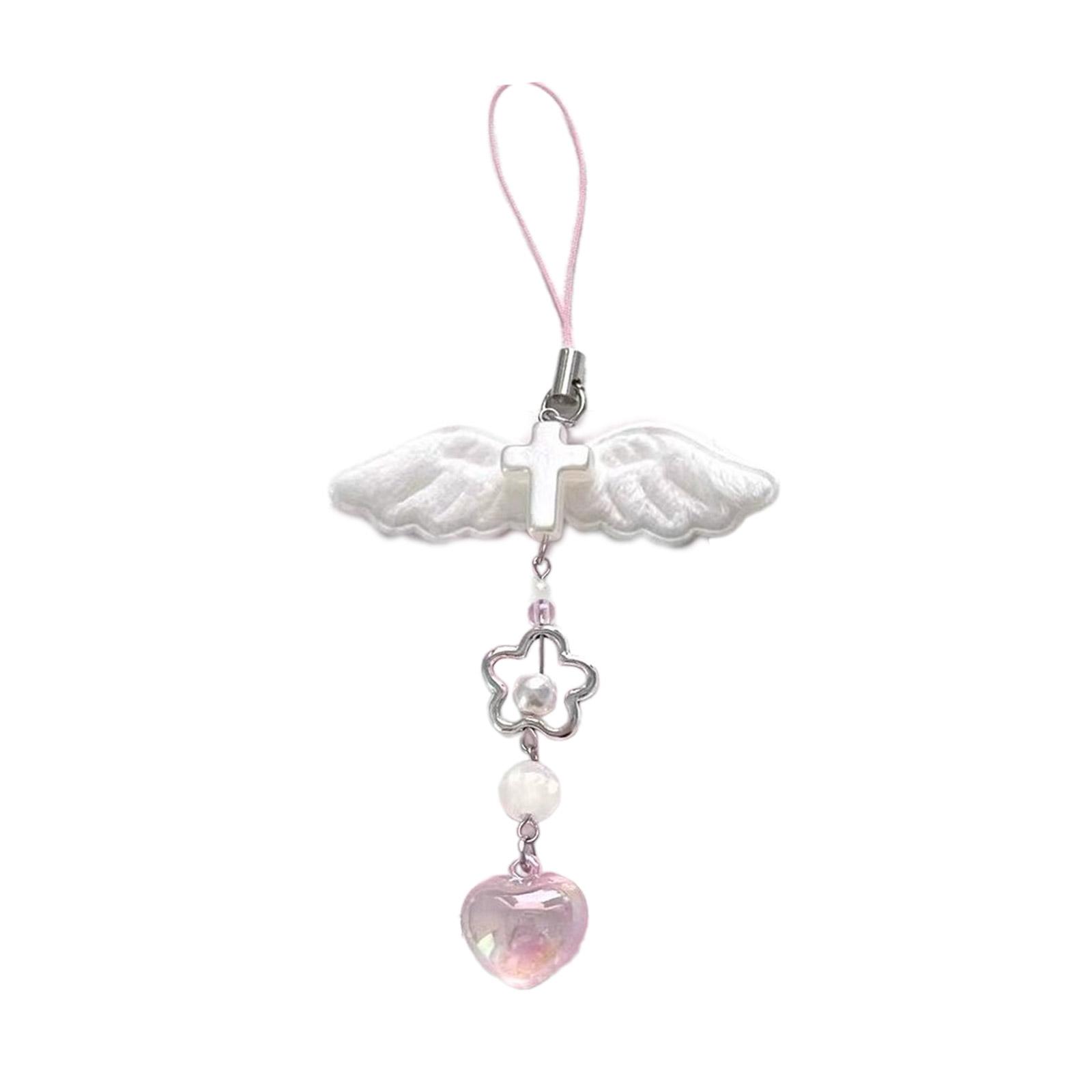 

Милый брелок-шнурок, веревочка для чехла телефона, модные ремешки для телефона, привлекательный брелок в виде сердца и крыла, подходит для чехлов для телефона розовый