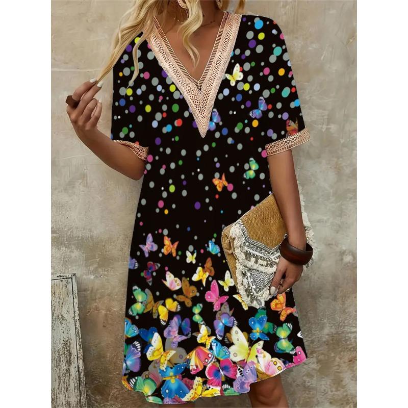 BITCED Fashion Summer Spring Short Sleeve V-Neck Casual Dresses