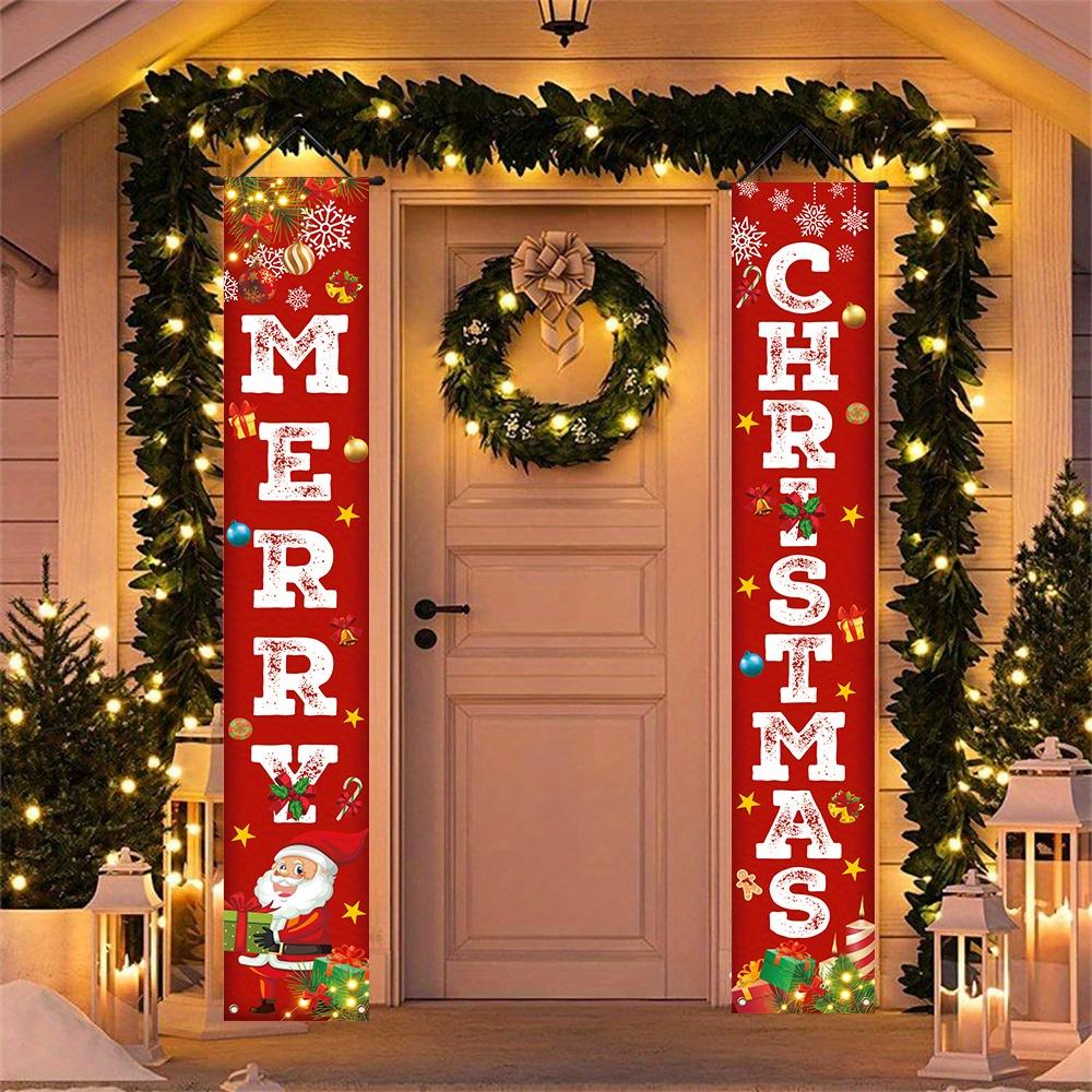 Merry Christmas Porch Sign Carnival Polyester Indoor Outdoor Decor