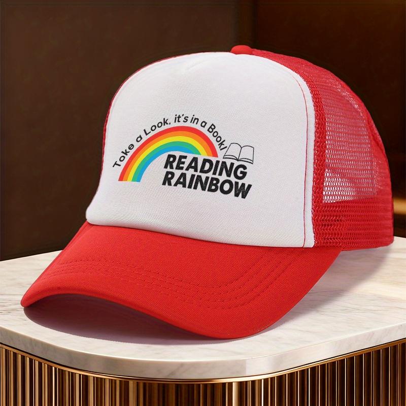 Reading Rainbow Trucker Hat Take a Look Its In a Book Graphic Mesh Baseball Cap Unisex Adult Casual