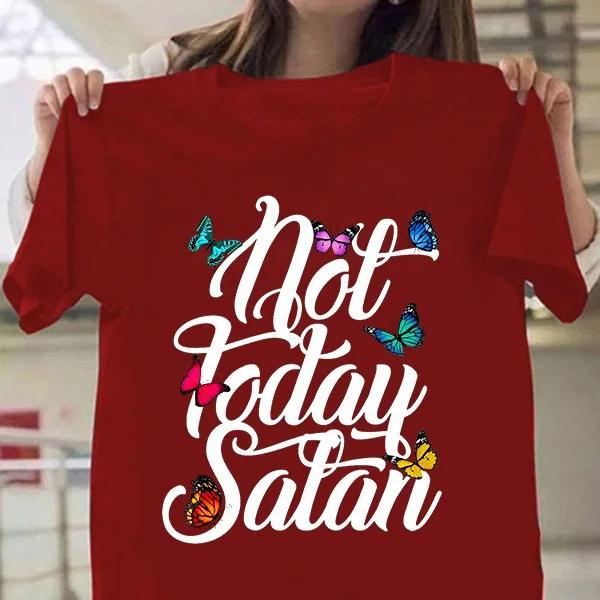 Not Today Satan Butterfly Print T Shirt Women Short Sleeve O Neck Loose Tshirt Summer Women Tee Shirt Tops Camisetas Mujer