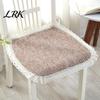 Cotton Linen Pads for Hard Chairs Chair Pad with Ties, Striped Plaid Mat Lightweight Seat Mats Lace Trim, Breathable Dining Office