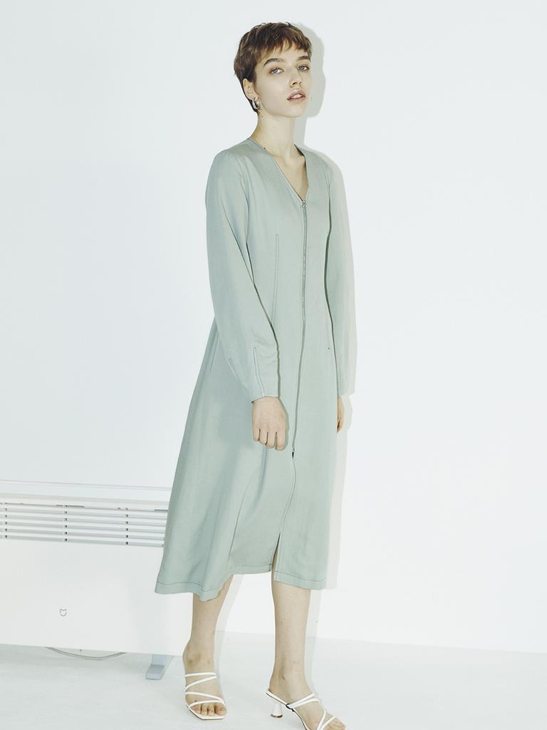 Nub Zip-Up Stitch Dress - Mint