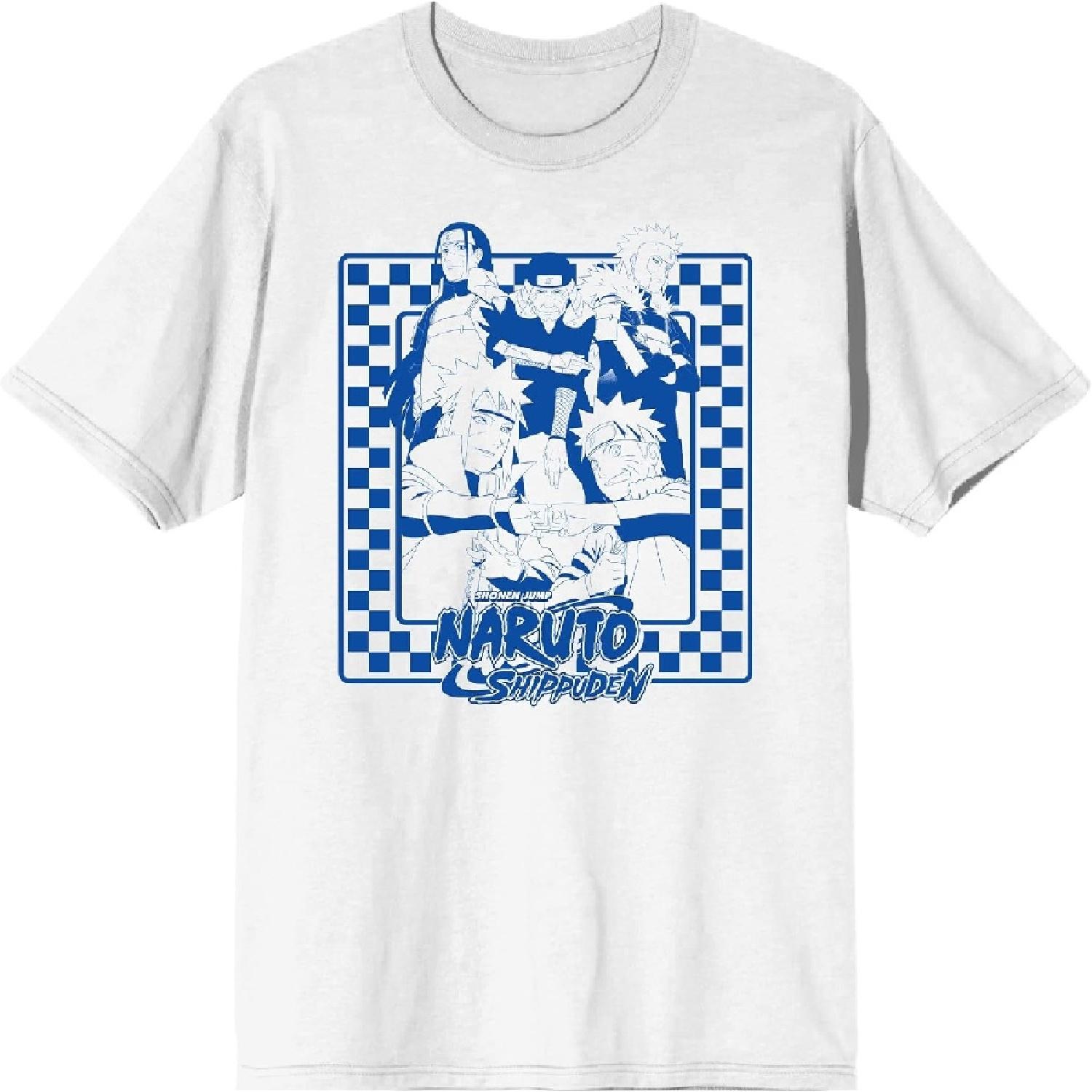 Naruto Shippuden Group Checkered Logo Men s White T-shirt XXXXXL белый