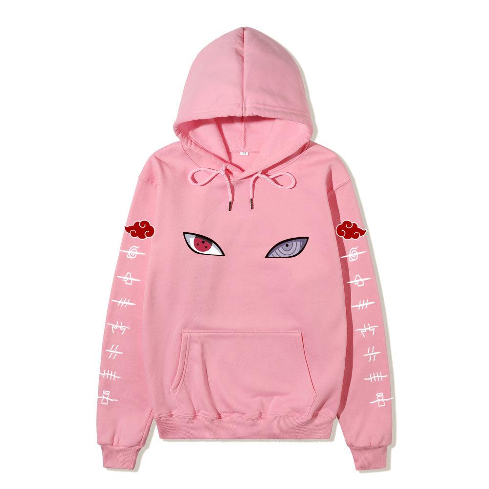Unisex Naruto Sharingan Rinnegan Eyes Fleece Hoodie, Akatsuki Anime Graphic Pullover Long Sleeve Sweatshirt