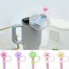 Straw Flower Silicone Cover Straw Cap Dustproof Reusable Stoppers Color Solid