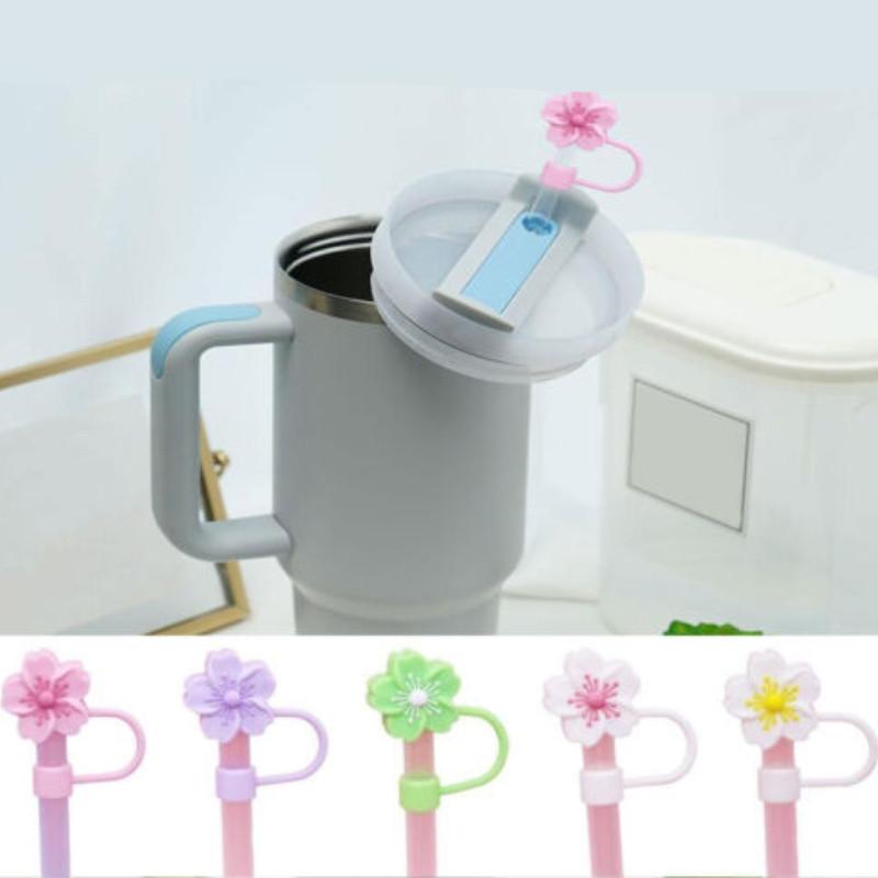 Straw Flower Silicone Cover Straw Cap Dustproof Reusable Stoppers Color Solid