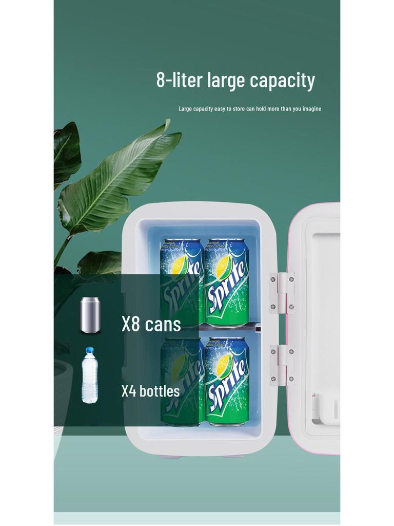 Portable 8L Mini Car and Home Refrigerator, Dual 12V, Cold/Warm, for Travel