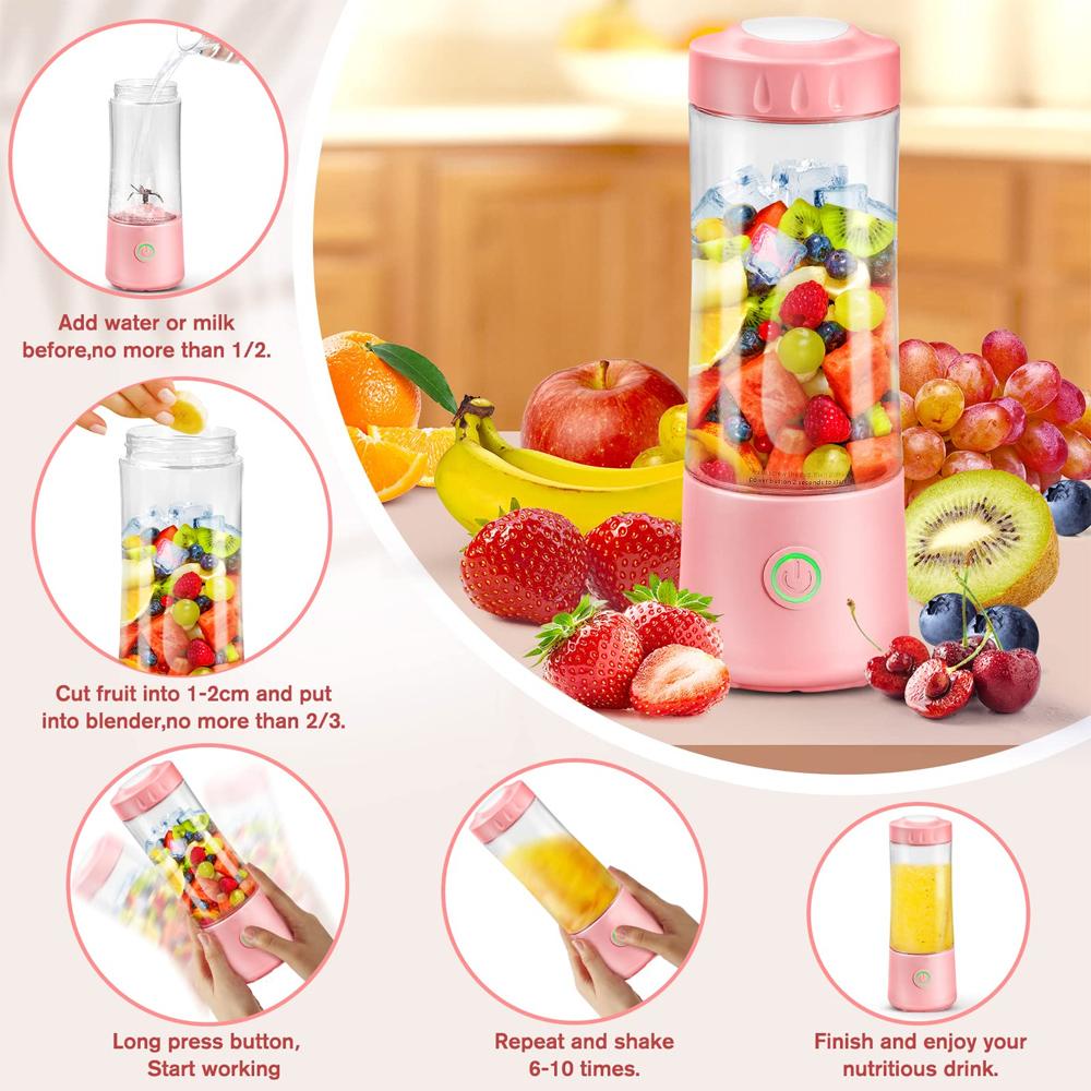 Portable Blender Mini Juicer Machine Shakes Smoothie Blender Electric Fruit Mixer Extractor With 6 Blades