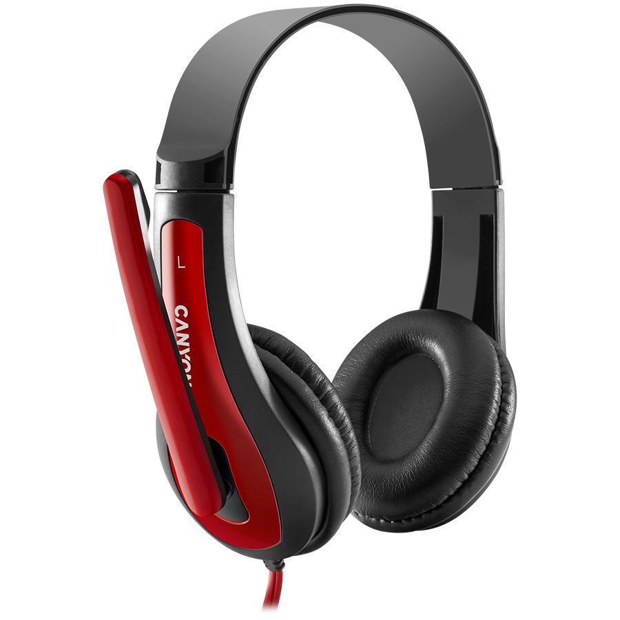 CANYON HSC-1 PC Headset Mic 2m Black - Red