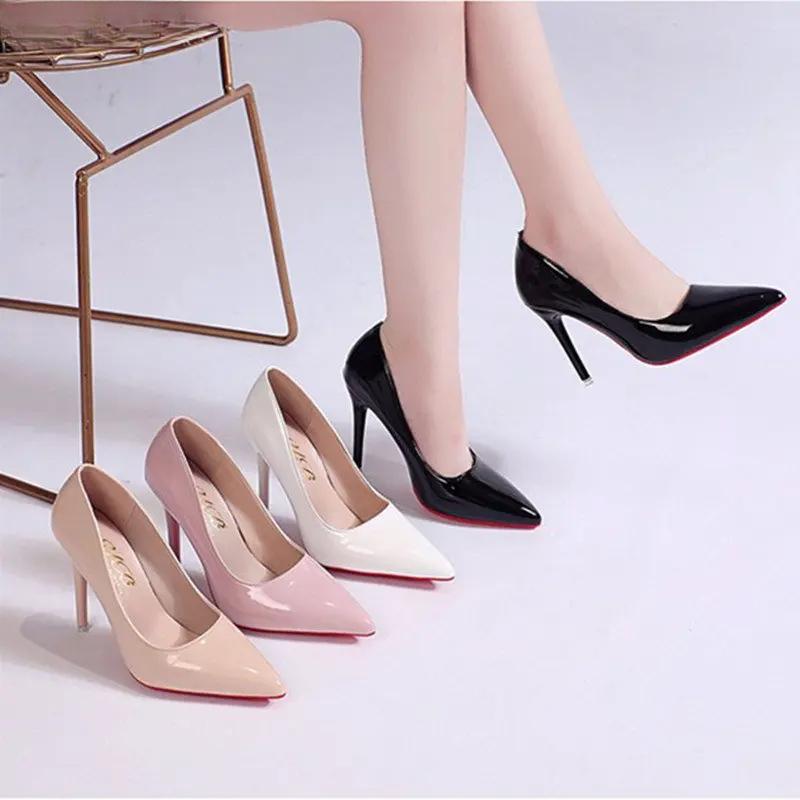 Women Shoes Red High Heels Sexy Pointed Toe Pumps Wedding Dress Shoes Nude Black Color Red Rubber Bottom High Heels