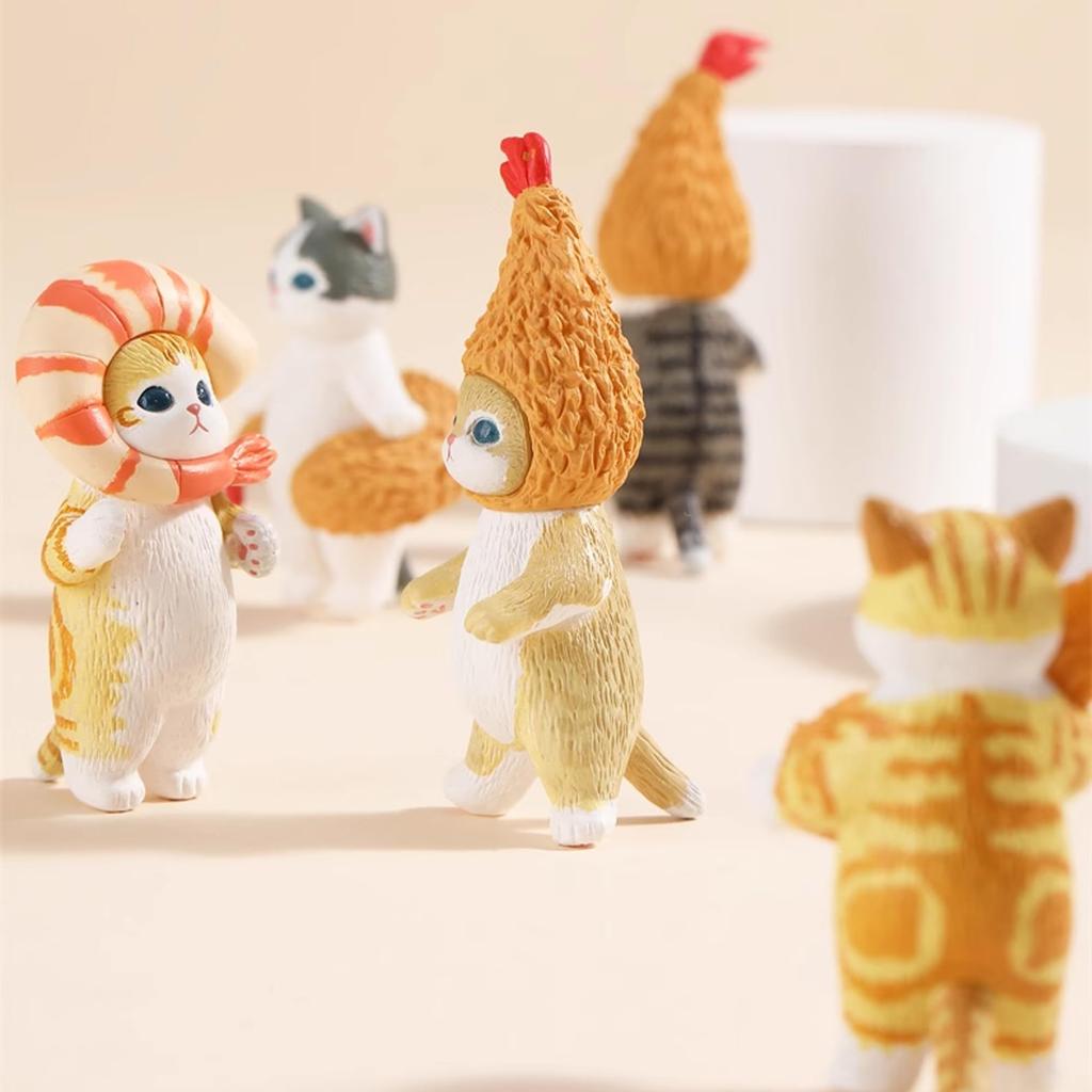 AAGWW Gachapon Toy Anime Figure Cat Toy Set, Model Decoration, Party Item, Cute Ornament (Product Contents: 5-Piece Cat COS Tempura Set)