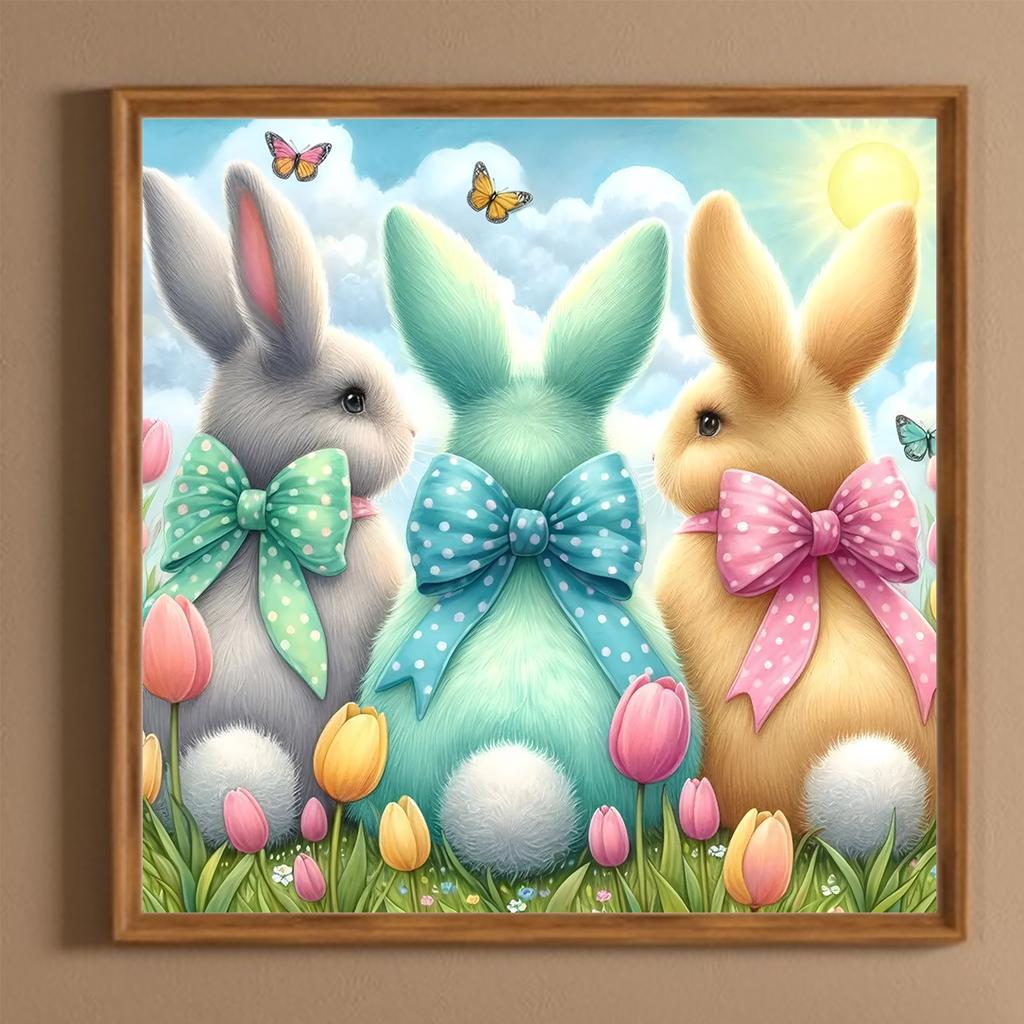 Easter Bunny Full DIY 5D Round Drill Diamond Dots Paintings Picture Arts Craft for Adults Beginner Home Wall Decor Gift 30x30cm