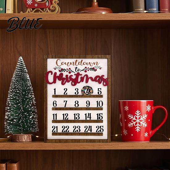 Stylish Wall Hanging Calendar Sign Calendar 25 Christmas Countdown Decor Wooden Days Advent with Nordic