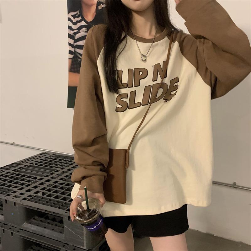 

Женский тонкий свитер без капюшона с круглым вырезом, свободный и универсальный, в студенческом стиле, с длинными рукавами, топы и одежда 2XL коричневый