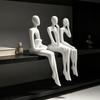 Sada 3 kusů minimalistických abstraktních soch sedícího člověka Dlouhonohý Ručně vyráběný Okrajový Sitter Myslící Figurka 3D Tištěná Plastová Dekorace
