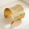 Exaggerated Wave Texture Wide Band Bracelet - Fashionable Long Street Style Accessory