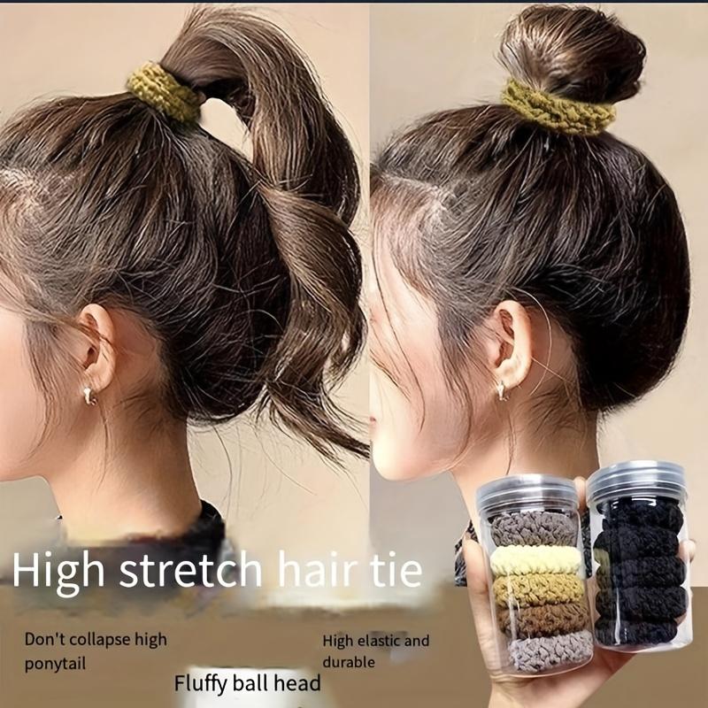 Gumičky do vlasů, Vysoce elastické odolné scrunchies do vlasů - Bezešvé, Silné pletené gumičky do culíku v různých barvách