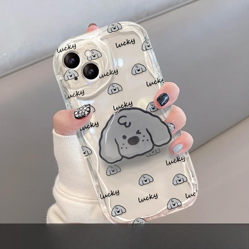Applicable To Apple 14promax Mobile Phone Case IPhone 15/13 Transparent Silicone 11/12 Full Screen Dog Stand 6s