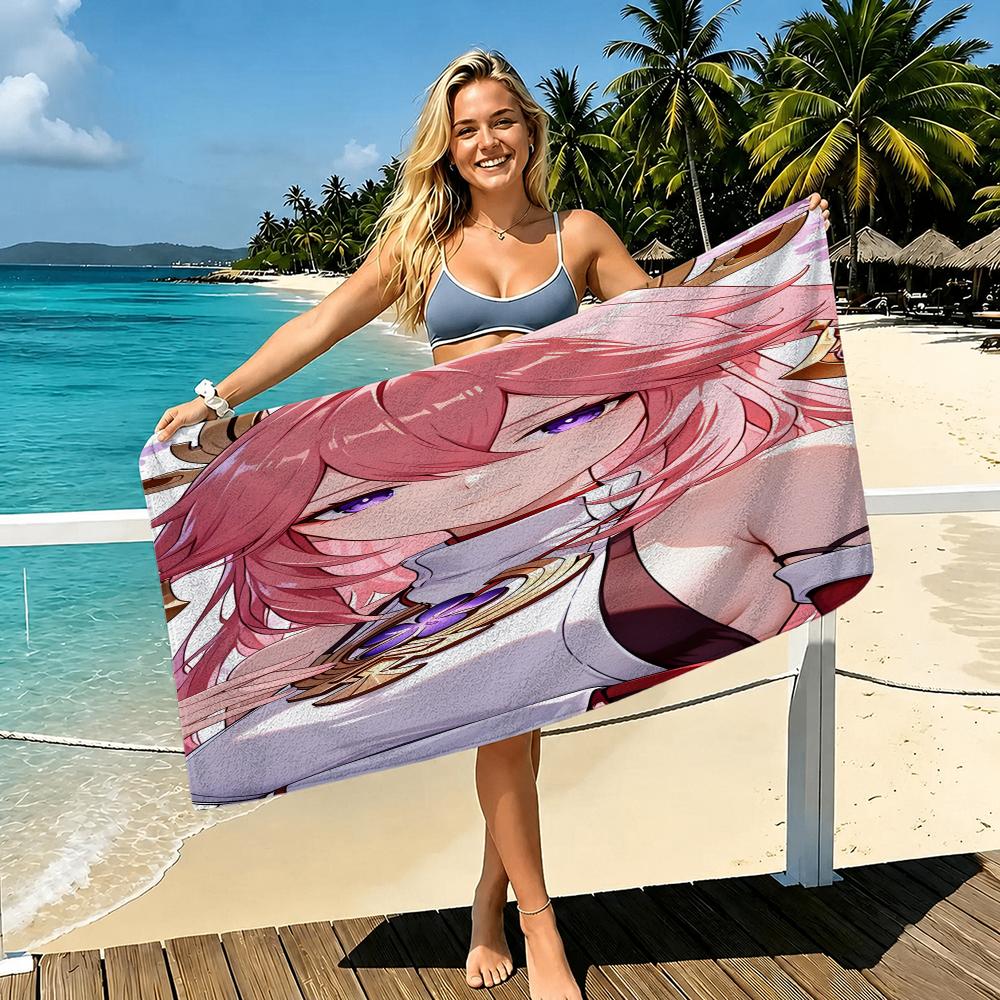 Game Character Yae Miko Towel Towel beach towel, quick drying absorbent bath towel for Swim,Gym,Camping,Outdoor hot