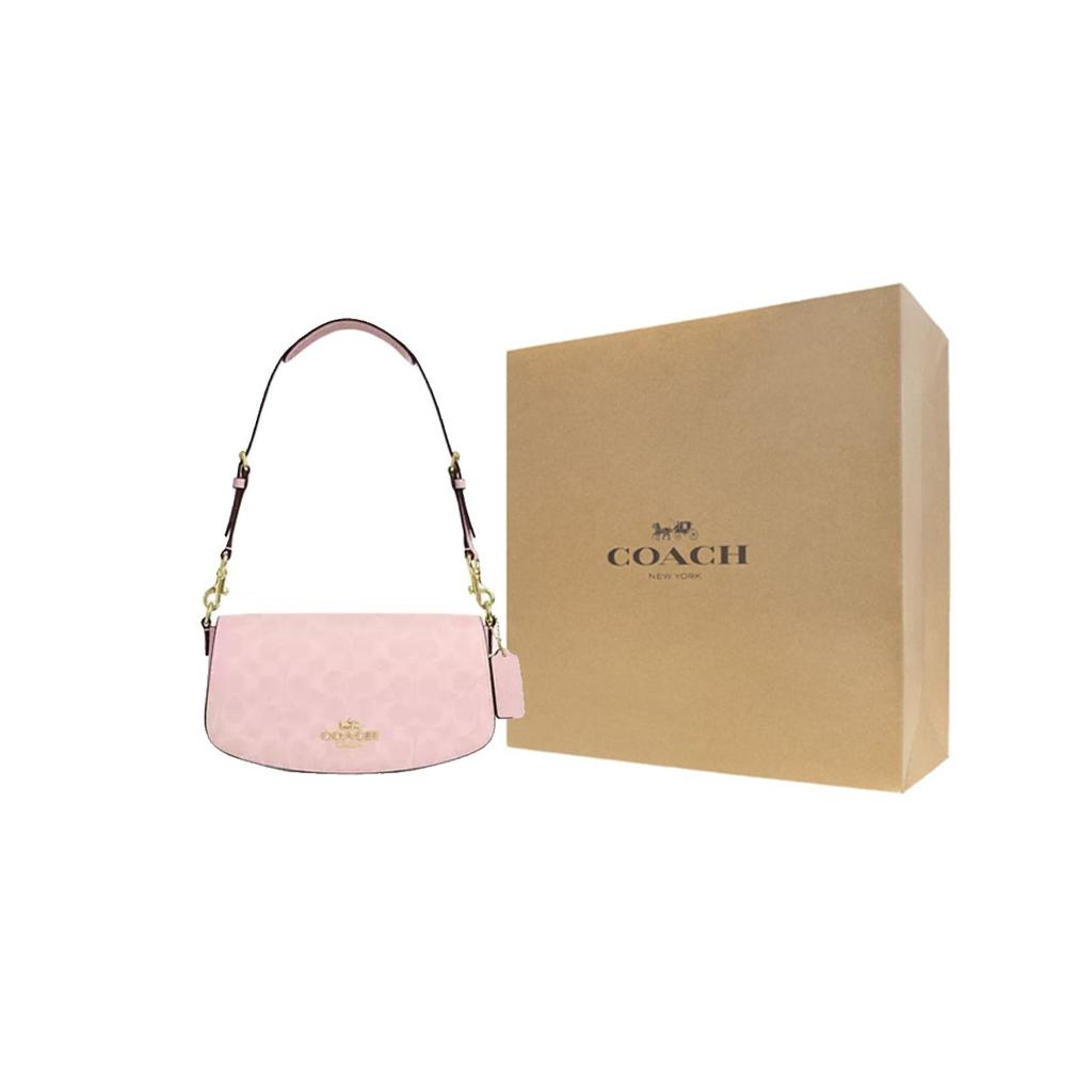 Coach Andrea 24 Logo Coated Canvas And Calfskin Shoulder Bag Medium Women shoulder bag Pink CV973-IMPO