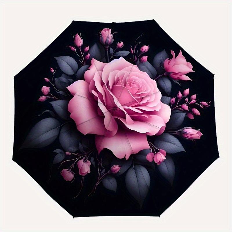 1pc Pink Rose Bouquet Umbrella with Plastic Handle,Suitable for All Seasons Home Travel Outdoor UmbrellaB1659