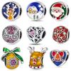 Original Charms Copper Love Heart Bow Tie Santa Claus Image Snowflake Beads Fit Bracelet Women Making Gift Accessory Diy