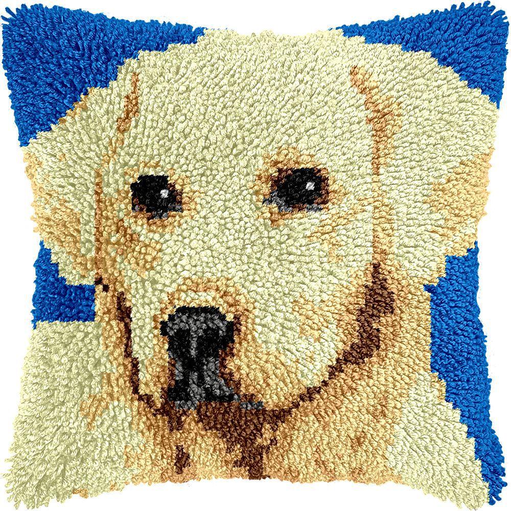 Latch Hook Pillow Case Rug Sewing Set with Pre-Printed Pattern DIY Crochet Yarn Embroidery Needlework Craft Kits Home Decor
