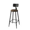 Retro American Solid Wood & Iron Bar Stool with Backrest