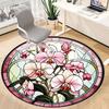 1pc Orchid Stained Glass Office Round Rug, Carpet for Office, Gaming, Lightweight Round Floor Mat yy260205018