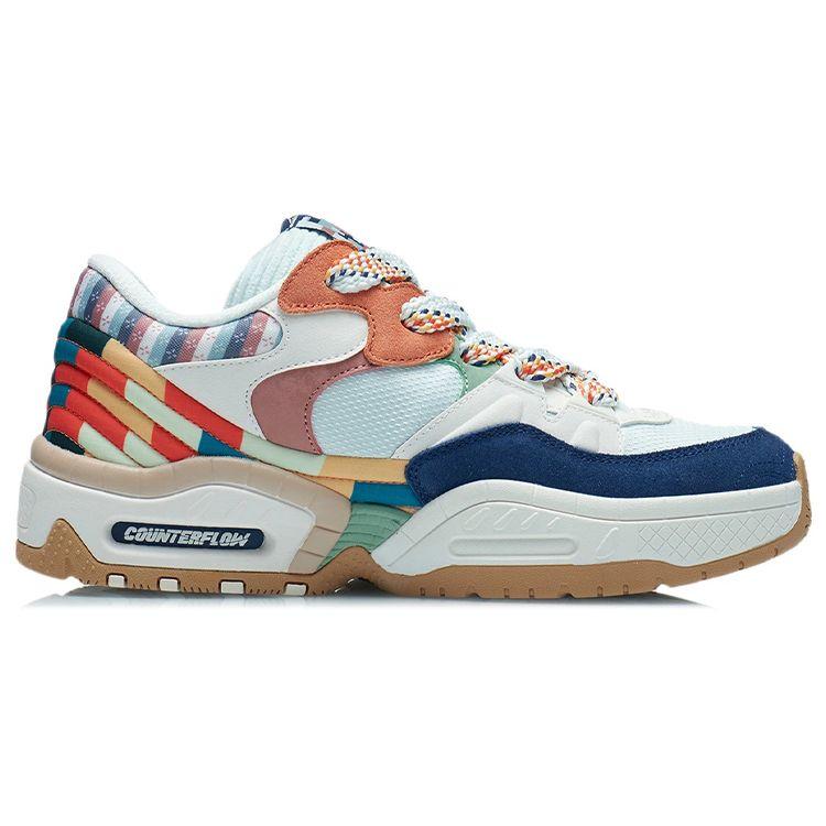 Li Ning CF The One Thick Sole Height Increasing Cushioning Versatile Bread Shoes Low Top Casual Shoes Men sneaker Blue AGCR437-1