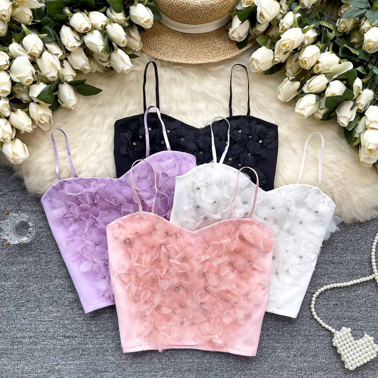 

Готический гранж, сексуальные кружевные укороченные топы с цветочным принтом, женские эстетические модные вечерние топы без рукавов, летние Y2k, винтажные короткие топы на бретельках