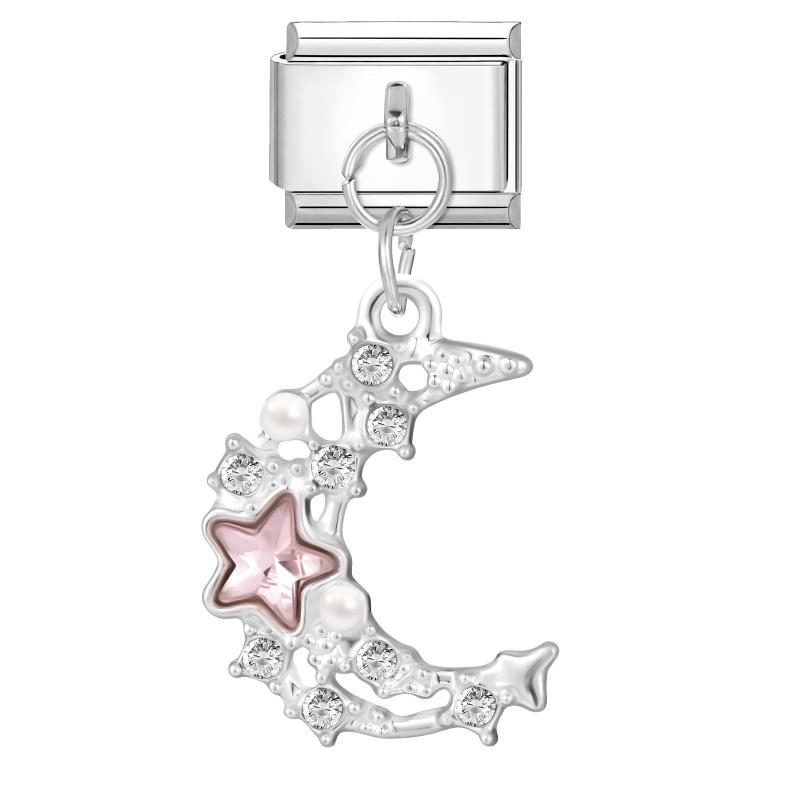 Women Fashion Zircon Star Butterfly Golden Heart Tassel Chain Italian Charms Fit 9mm Stainless Steel Bracelet DIY Jewelry Gift