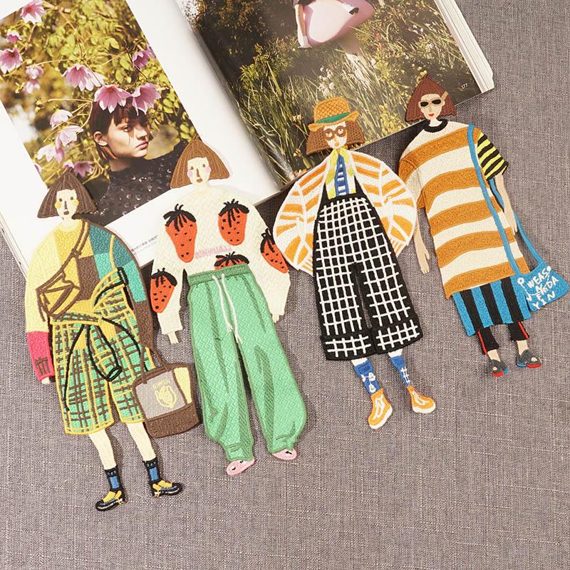 

Модная вышитая тканевая нашивка «Маленький модник» с крупным декоративным узором