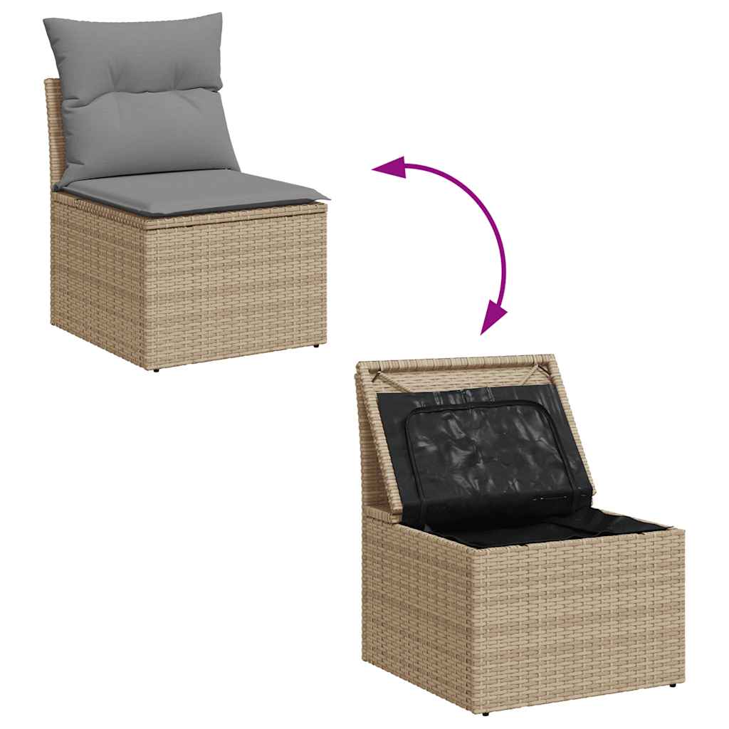 Vidaxl 6-Cz. Garden Furniture Set With Cushions, Beige, Poly Rattan