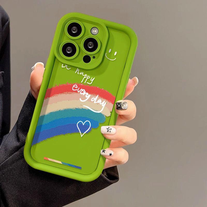 White character smiley face rainbow for iPhone17promax mobile phone case 16 Apple 14 matte 16/15 premium 13