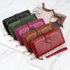 Women's Oil Wax Leather Zip Wallet with Hollow Pattern and Card Holder