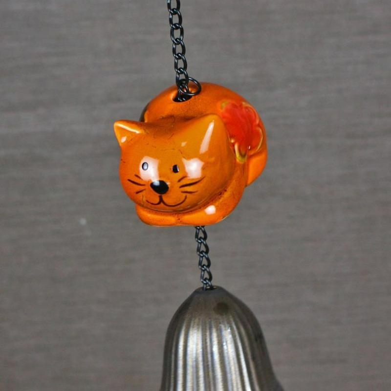 

1pc Japanese Ceramic Cat Wind Chimes Wall Bells Hanging Ornaments Small Animal Pendants Cat Crafts Holiday Gifts помаранчевий