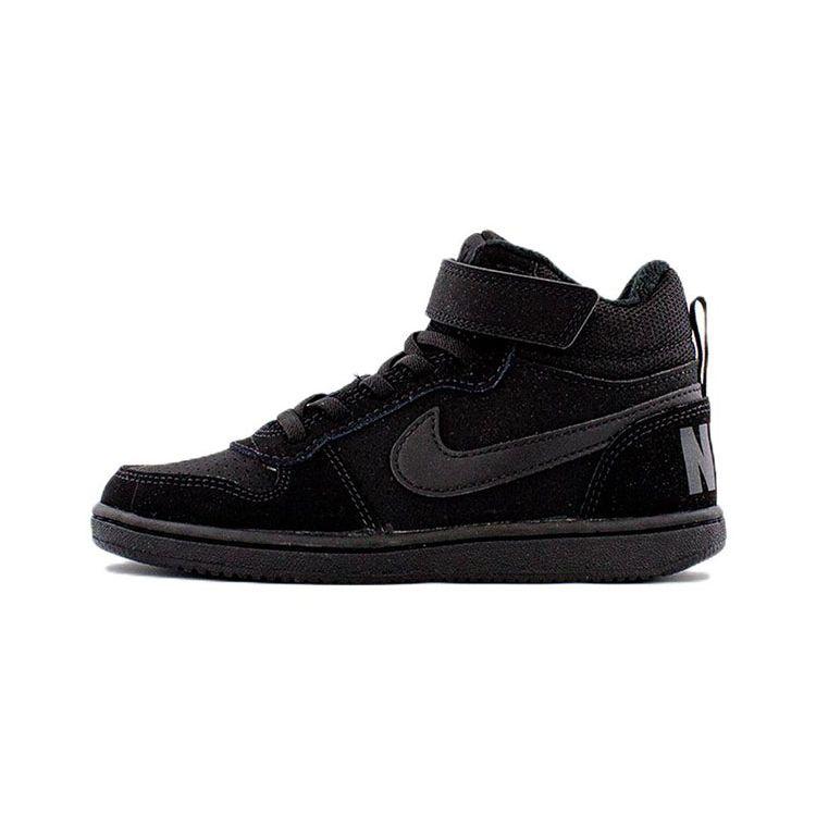 Nike Court Borough Mid PS Triple Black Kids Sneakers 870026-001