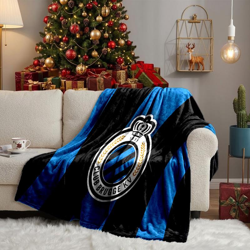 Coperta con stemma Club Brugge FC Coperte in flanella Peluche per divano letto Regali per uomini donne Coperta da viaggio per picnic Regali di Natale per tifosi