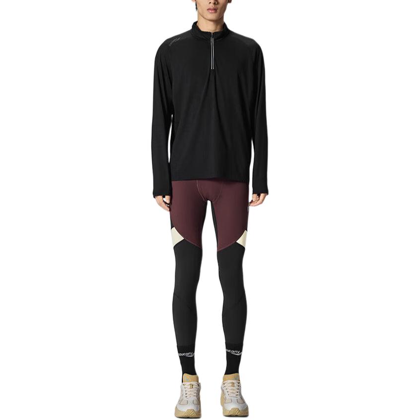 SAUCONY Bequemes Weiches Vielseitiges Stehkragen Pullover T-Shirt Unisex Oberteile SA2250HZ91T-BK001