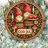 Room Decor Pc God Jul Rustic Aluminum Wall Art Sign Xinch Festive Christmas Gnome Design Easy To Hang
