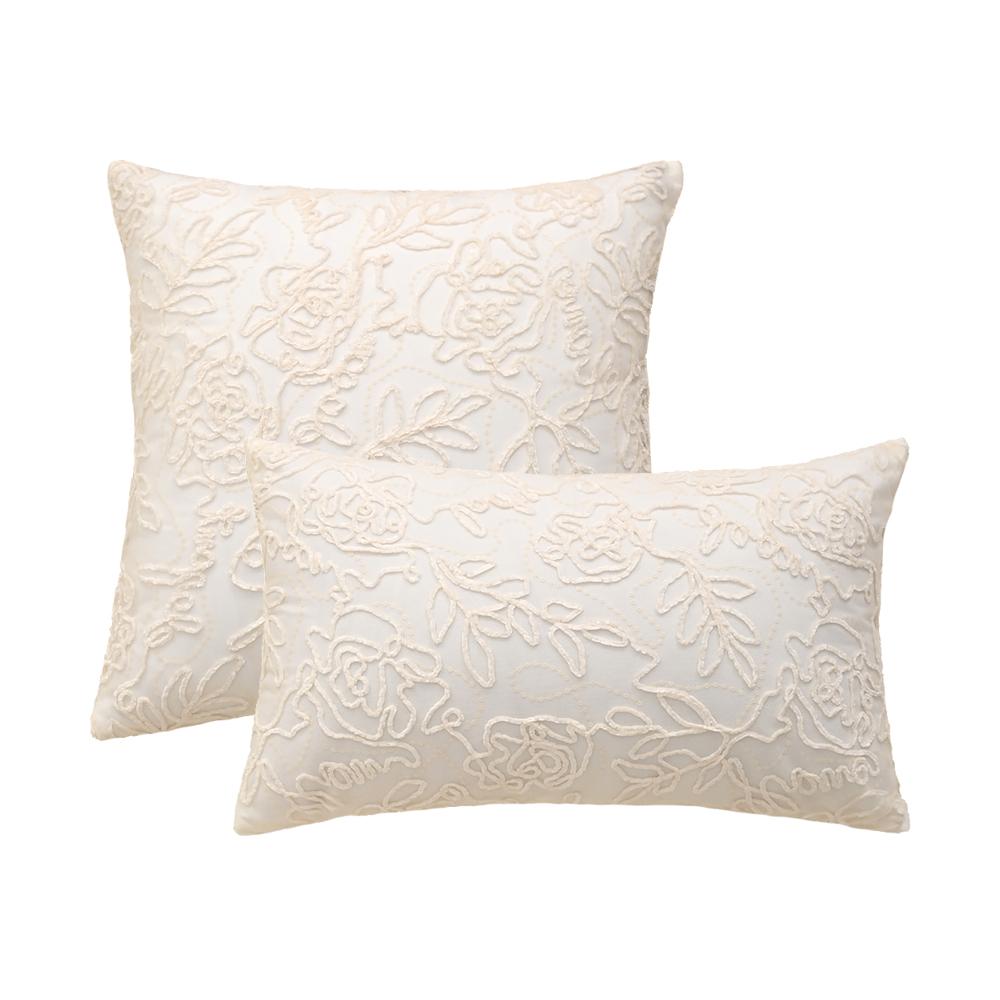 BuyNow 1PC Sequined Embroidered Floral Pillowcase Beige Cushion Cover for Living Room Sofa Home Party Bedroom Decor Sofa Cushion