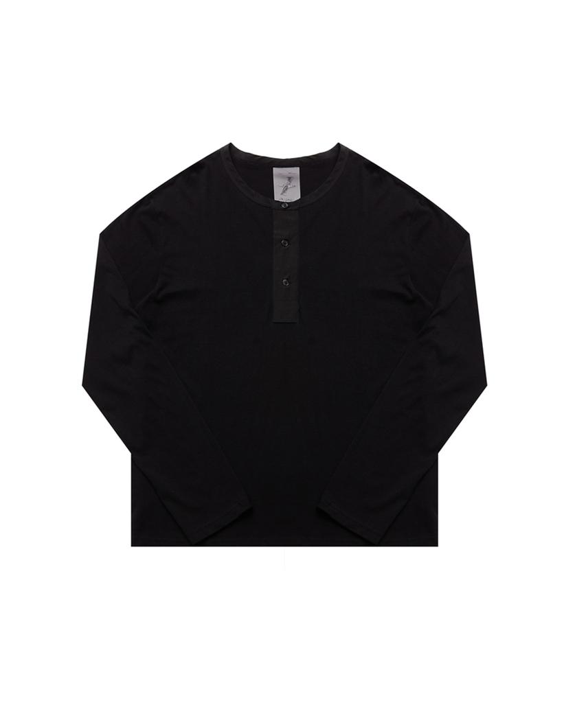 Weibeugeon Cupro Henley Neck T-Shirt Black