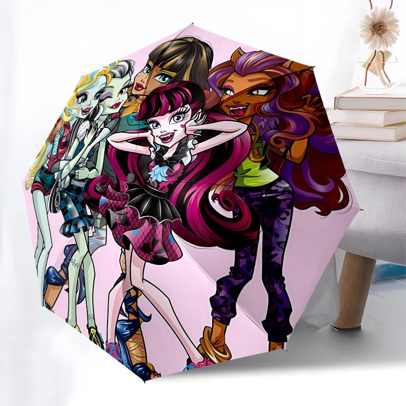 Monster High, Friendship Automatic Opening and Closing, 8 Rib Structure Portable Umbrella, Suitable for Men and Women In All Seasons  Perfec