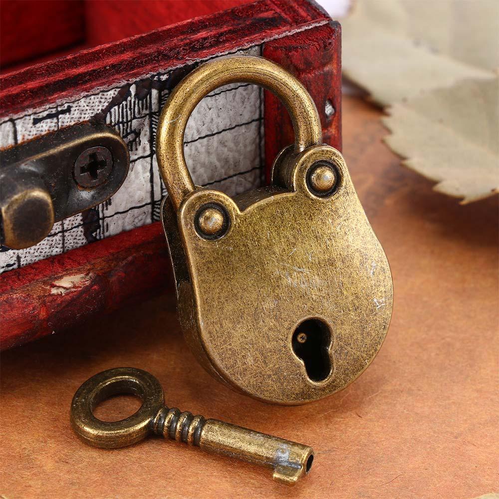 

1 Set Mini Metal Padlocks Old Vintage with Key Lock мідний