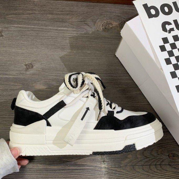 Trendy korejský styl Studentské Colorblock Board Boty jaro Nová platforma Platforma Ležérní boty Výška Rostoucí Ležérní Bílé boty pro ženy