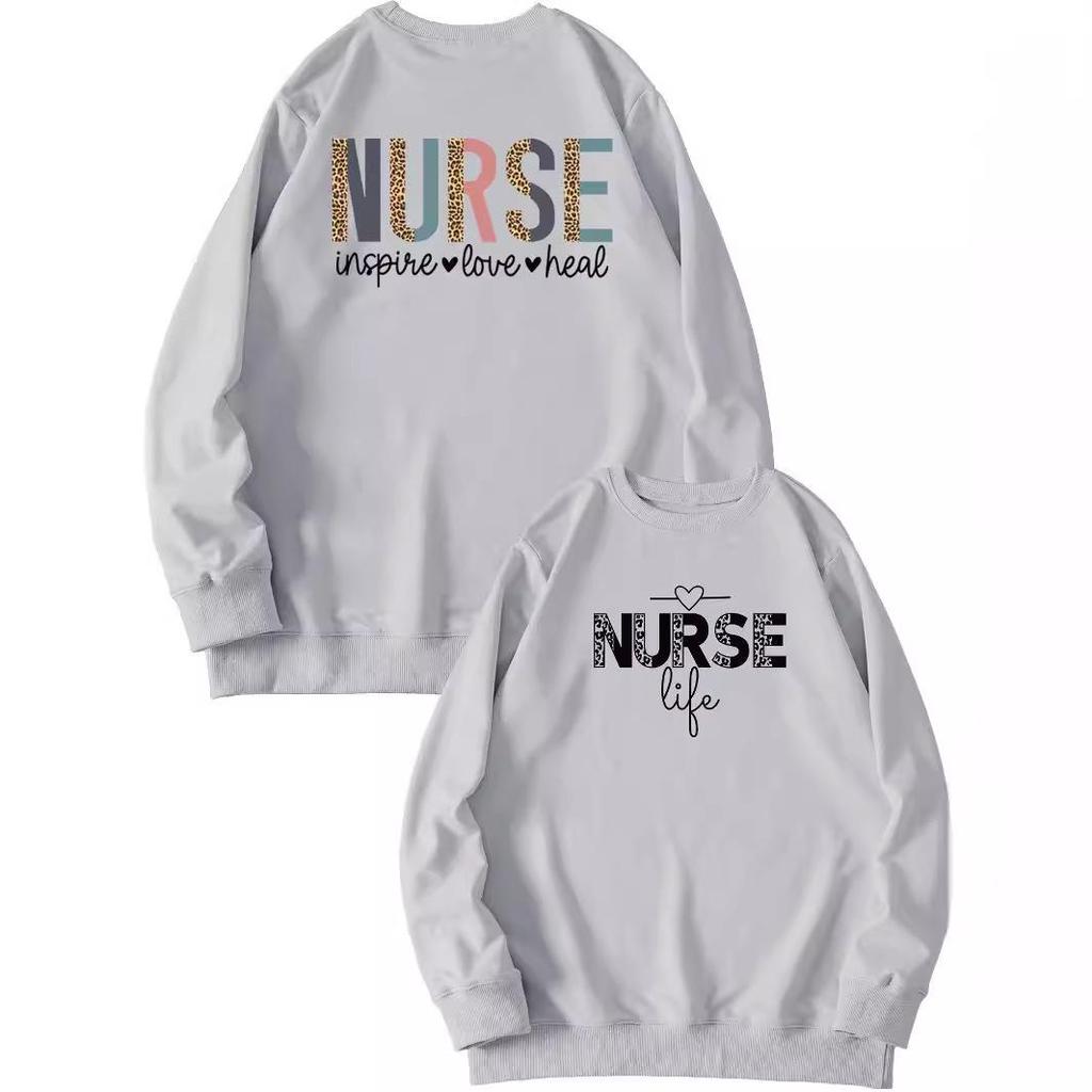 European Front & Back Print Nurse Inspire Love Heal Women's Versatile Hoodie